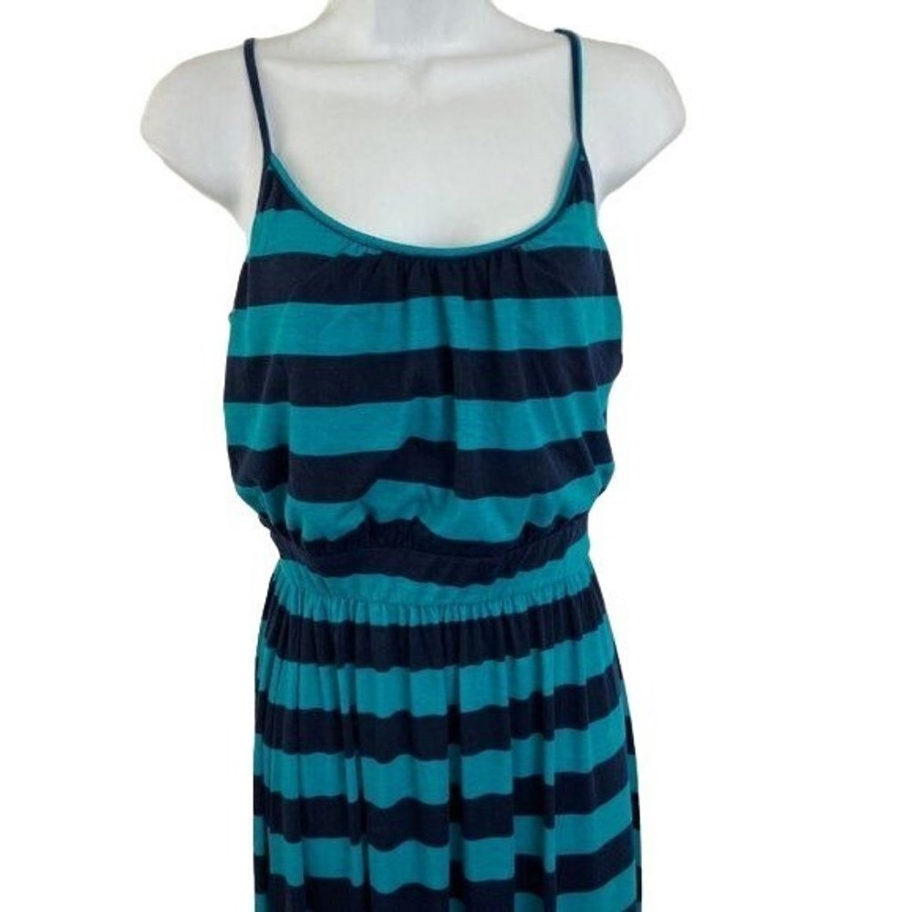 August Salt Blue Striped Knit Maxi Dress Size S NWT - Picture 5 of 7